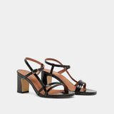 Sandales Vicomte Cuir Brillan Noir