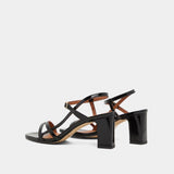 Sandales Vicomte Cuir Brillan Noir