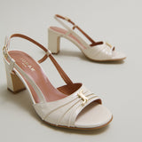 Sandales Victi Cuir Brillant Ecru