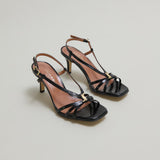 Sandales Voma Cuir Brillant Noir