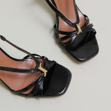 Sandales Voma Cuir Brillant Noir