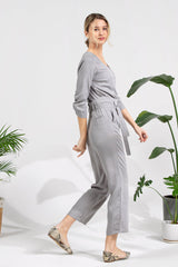 V-neck Jumpsuit - Grey Pearl