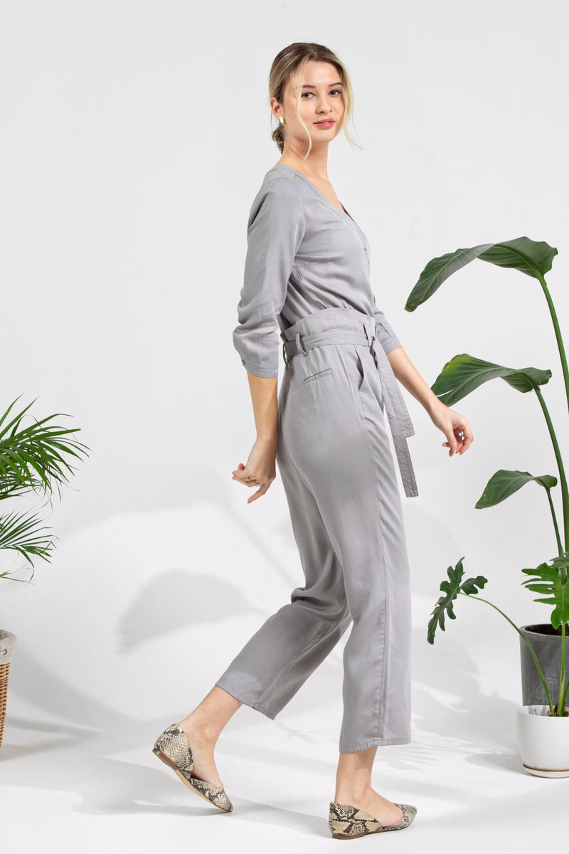 V-neck Jumpsuit - Grey Pearl