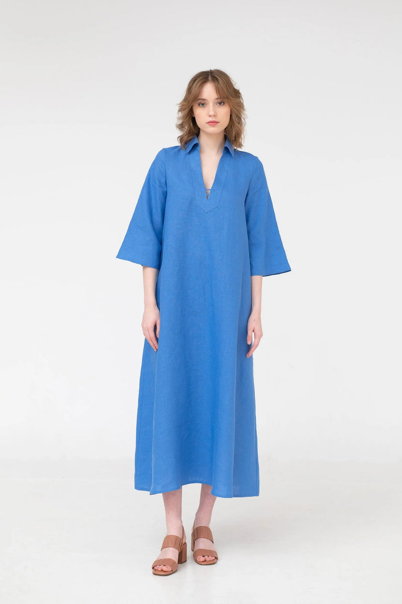 Katrina – V-neck linen maxi dress