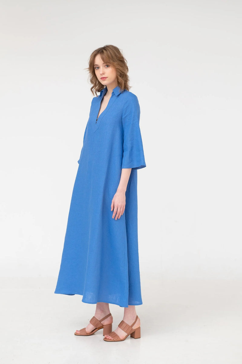 Katrina – V-neck linen maxi dress