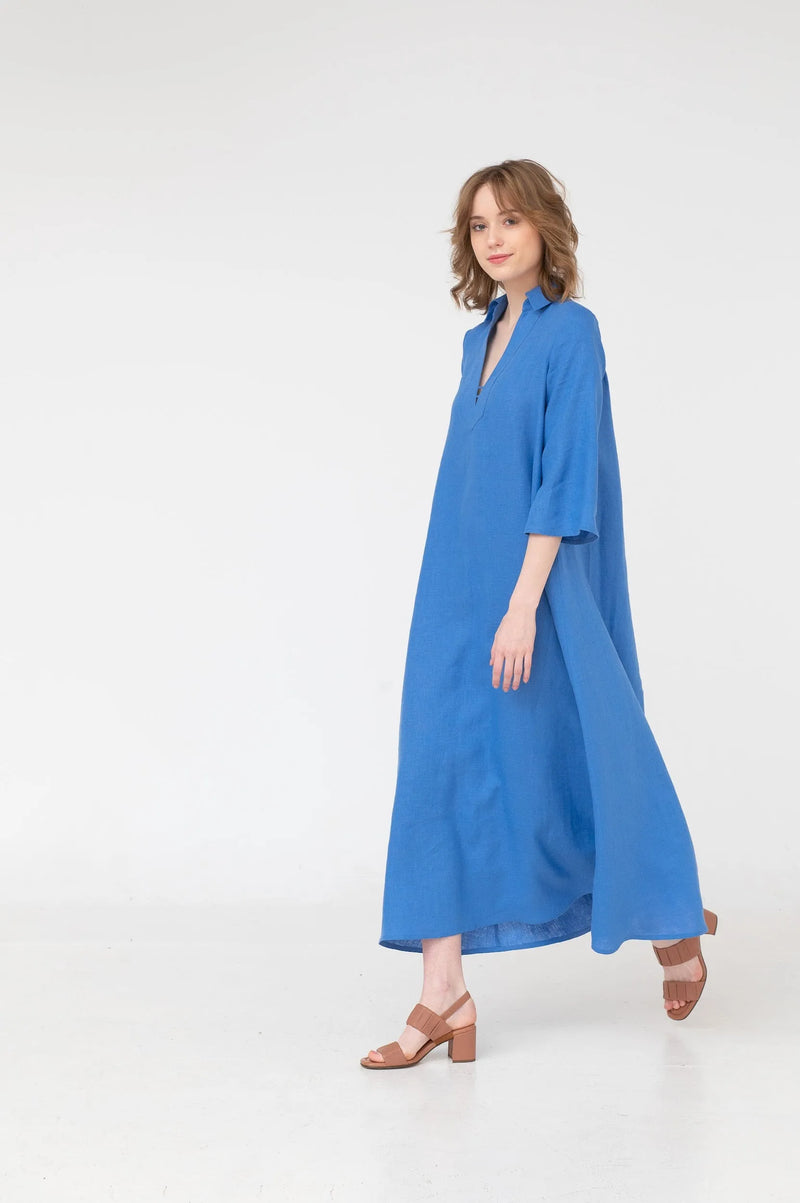 Katrina – V-neck linen maxi dress