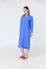 Luna - dropped sleeve linen midi shirt dress