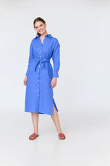 Luna - dropped sleeve linen midi shirt dress