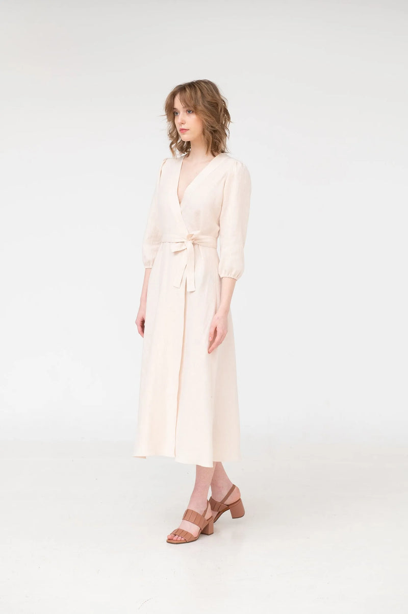 Lola – linen midi wrap dress