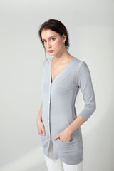 Long V-neck Cardigan - Grey Pearl