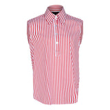 Italian Cotton Stripe Red Sleeveless Top – Women’s Chic Summer Top