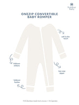 Softest baby romper by Malabar Baby, made from luxurious bamboo cotton with a two-way zipper, foldover footie and mittens, eco-friendly dyes, and OEKO-TEX® Standard 100 certification. Perfect for newborns to 12 months, offering comfort and easy dressing for your little one.