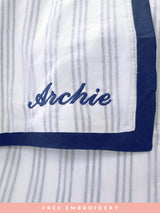 Cairo Blue Striped Cotton Dohar Blanket