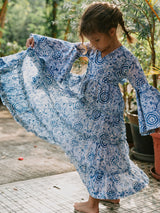 Twinning Set - Block Printed Dress - Blue Floral