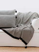 Minimalist Knit Cushion Cover (Set of x2) - Beige / Black