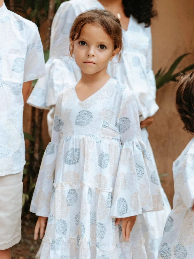 Block Printed Girl's Dress - Malabar Leaf