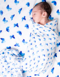 Organic Swaddle - Blue Butterfly