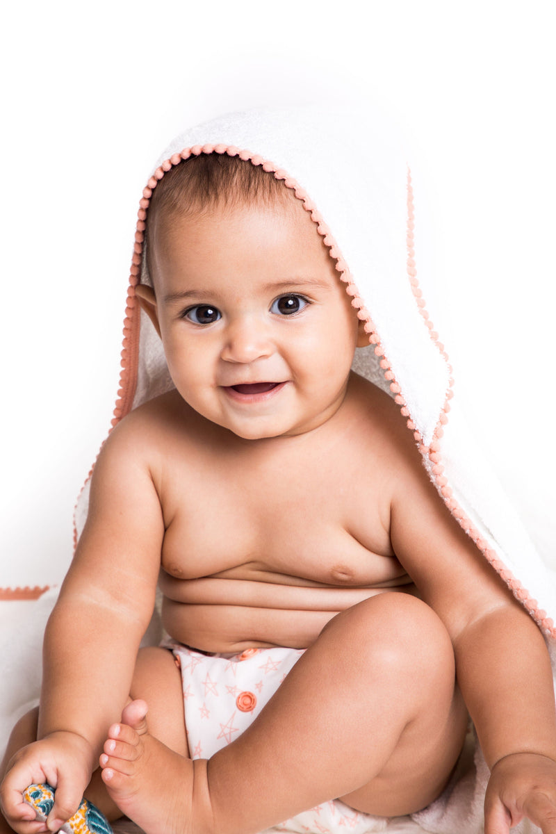 Bamboo Cotton Pom Pom Hooded Towel