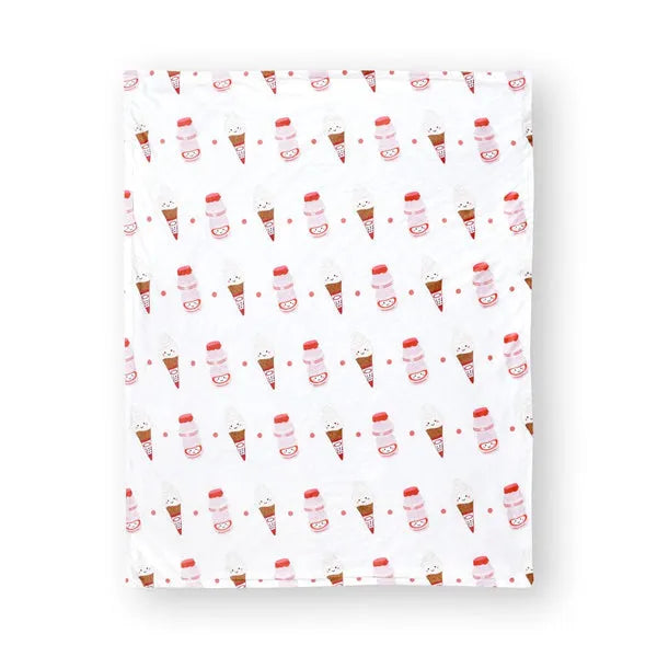 Minky Fleece Sensory Baby Blanket - Yogurt Drink + Ice Cream