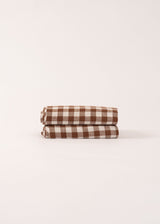 AmourLinen Linen flat sheet Linen flat sheet in Mocha Gingham Linen falt sheet in Charcoal