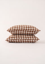 AmourLinen Linen pillowcases Linen pillowcase in Mocha Gingham Linen pillowcase in Mocha Gingham