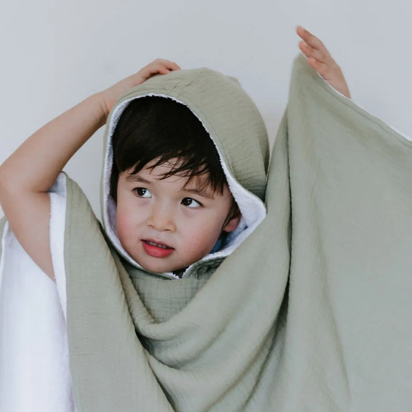 Moss Green Muslin Poncho Towel