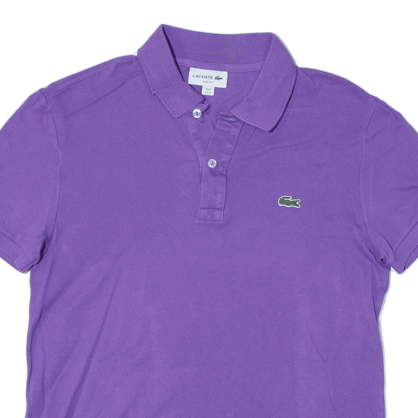 LACOSTE Mens Polo Shirt Purple Short Sleeve M
