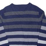 TOMMY HILFIGER Mens Patterned Jumper Blue Striped Tight Knit Wool S