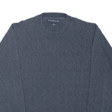 TOMMY HILFIGER Mens Heavy Knit Jumper Grey Cable Knit M
