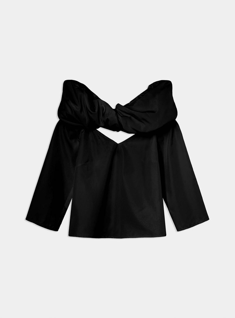 OPHELIA BLACK OFF-SHOULDER BLOUSE