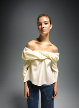 OPHELIA ECRU OFF-SHOULDER BLOUSE