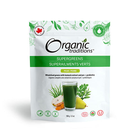 Organic Traditions Supergreens Pear 100g