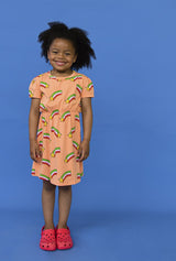 Shop organic cotton girl summer dress with shooting stars online. This organic cotton girls summer dress has short sleeves, perfect dress for the hot weather.