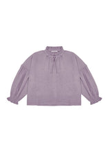 Lilac sustainable girls blouse is made with breathable organic cotton chiffon with a tie-dye. The Olivia girl blouse is perfect for every day wear online.