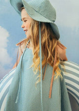 Hebe kids organic cotton sun hat in mint checkered pattern - GOTS certified summer hat made in Latvia.