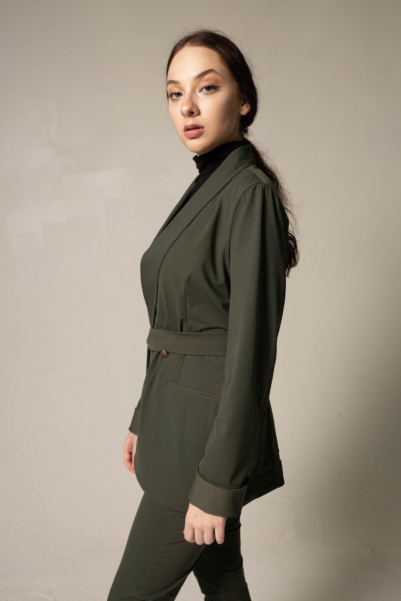 Women's Olive Blazer with Front Buttons – Tailored Blazer for Women