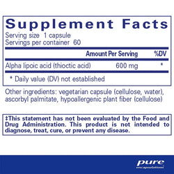 PURE Alpha Lipoic Acid 600 mg 60's