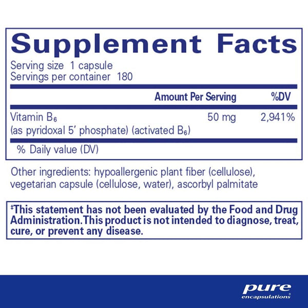 PURE P5P 50 (activated vitamin B6) 180's