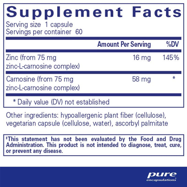 PURE Peptic-Care (Zinc-L-Carnosine) 60's