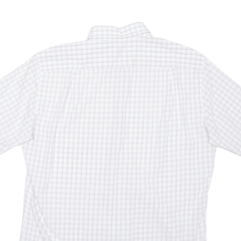 HUGO BOSS Mens Shirt White Check Short Sleeve S