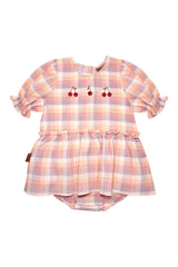 Baby body dress in pink with fresh twist on your baby girl dress collection, baby girl dress is made with 100% breathable cotton. The best baby gifts online.