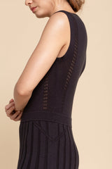 Pointelle Midi Dress - Midnight