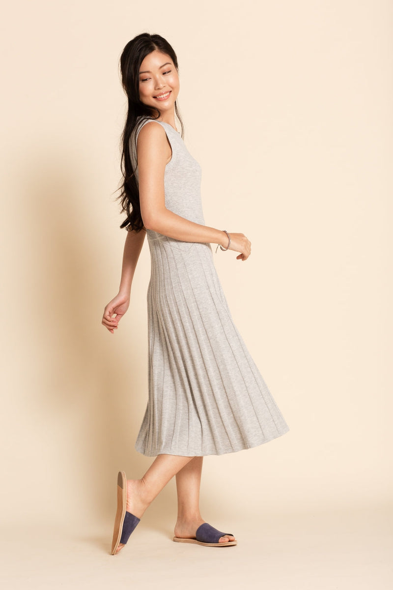 Pointelle Midi Dress - Grey Pearl