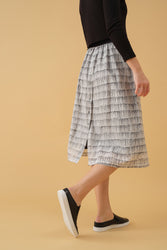 Buttoned Midi Skirt - Black & White Print