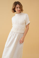 Buttoned Midi Skirt - Metallic Stripe