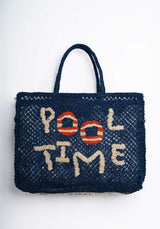 The Jacksons Beach Bag Barry Pool Time -  Jute Tote Indigo