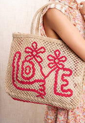 Beach Bag Flower Love Smal Nat