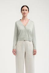 Pointelle Raglan Cardigan - Light Jade