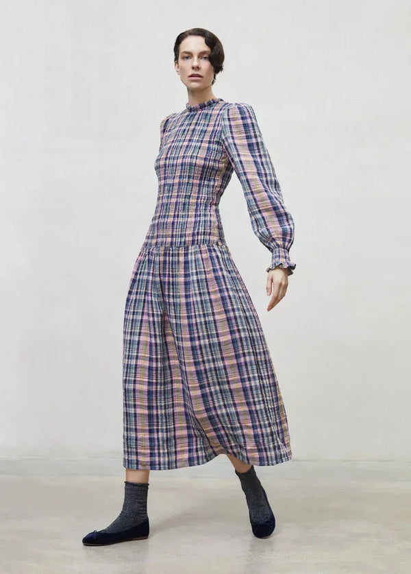 Women checked midi dress