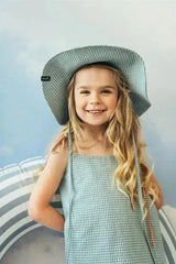 Kids Organic Cotton Sun Hat Mint Checkered
